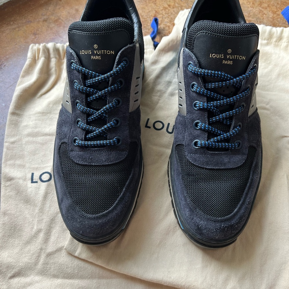 AUTHENTIC Louis Vuitton Suede Monogram Eclipse Harlem Sneaker. Men’s size 6 1/2